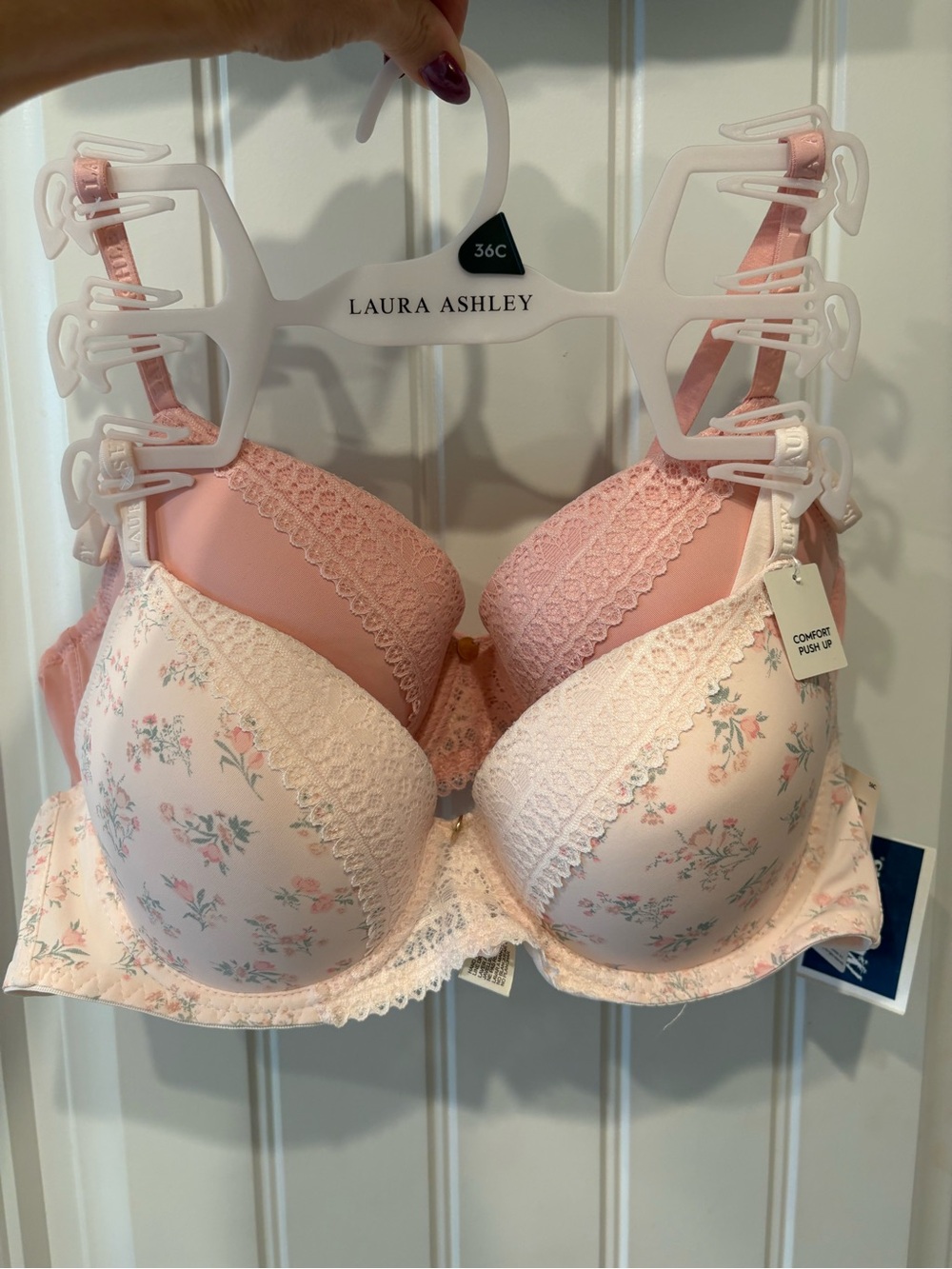 Laura Ashley 2 Pack Pink Floral Comfort Push Up Bras 36C